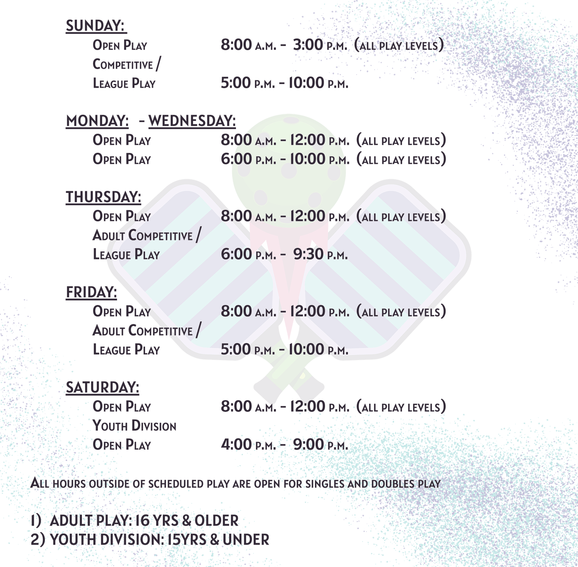 Pickleball Schedule